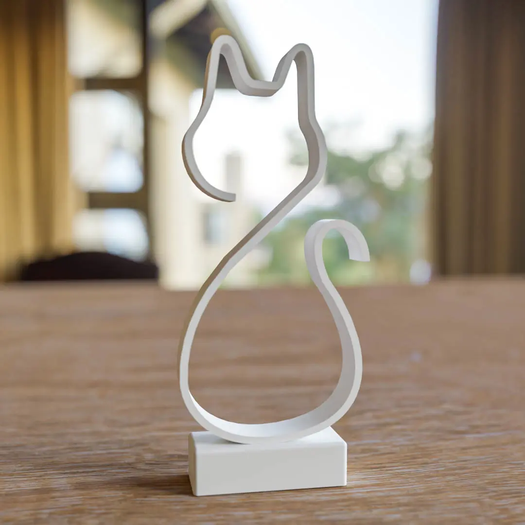 Bronvoorbeeld van het 3D-model Cat Ornament - Line Art door Matb3d